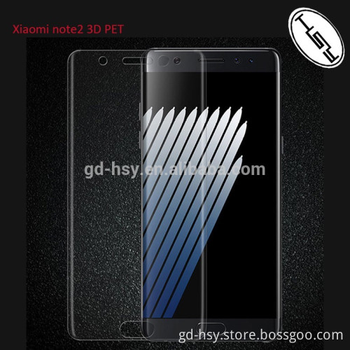 HUYSHE anti-explosion 3D PET full cover tempered glass 0.3mm screen 9H protector for Xiaomi Note2